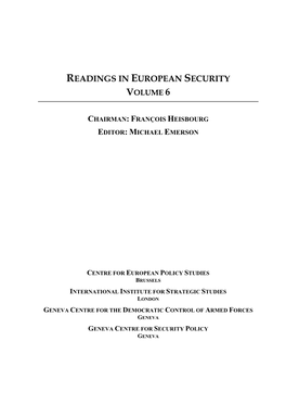 Readings in European Security Volume 6