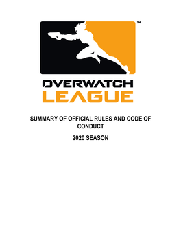 Summary of Official Rules and Code of Conduct 2020 Season