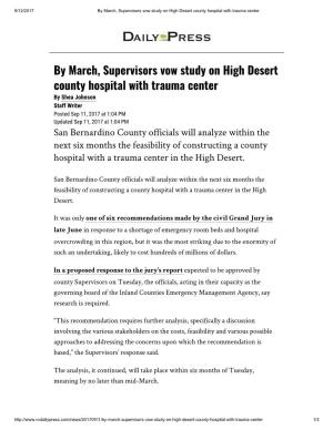 By March, Supervisors Vow Study on High Desert County Hospital with Trauma Center