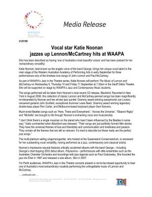 Katie Noonan Jazzes up Lennon/Mccartney Hits at WAAPA