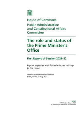 The Role and Status of the Prime Minister's Office