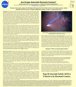 Are B-Type Asteroids Dormant Comets? Joseph A