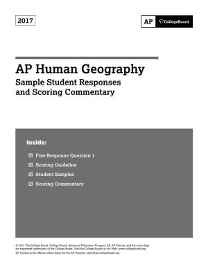 AP Human Geography Sample Student Responses and Scoring Commentary