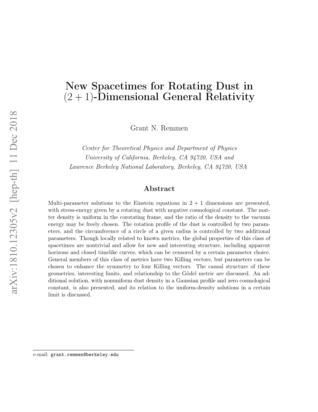 New Spacetimes for Rotating Dust in (2+1)-Dimensional General Relativity