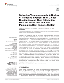 Salivarian Trypanosomosis: a Review of Parasites Involved, Their Global Distribution and Their Interaction with the Innate and Adaptive Mammalian Host Immune System