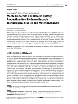Monte Finocchito and Heloros Pottery Production: New Evidence Through Technological Studies and Material Analysis