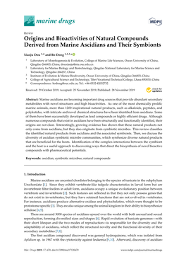 Origins and Bioactivities of Natural Compounds Derived from Marine Ascidians and Their Symbionts
