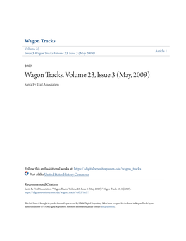 Wagon Tracks. Volume 23, Issue 3 (May, 2009) Santa Fe Trail Association