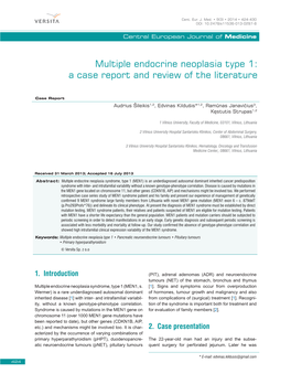 Multiple Endocrine Neoplasia Type 1: a Case Report and Review of the Literature
