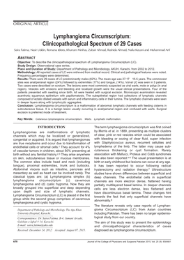 Lymphangioma Circumscriptum: Clinicopathological Spectrum of 29