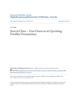 Jesus in China—Evan Osnos on an Upcoming Frontline Documentary
