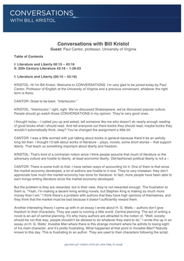 Conversations with Bill Kristol Guest: Paul Cantor, Professor, University of Virginia