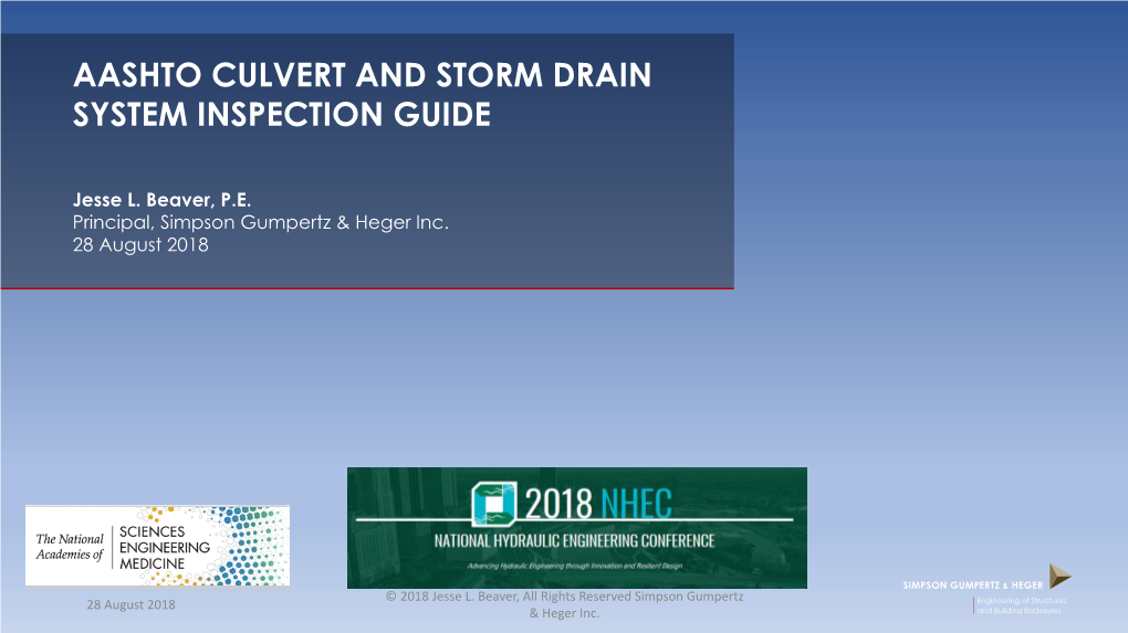 Aashto Culvert and Storm Drain System Inspection Guide