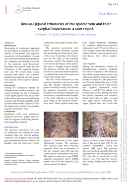 Case Report Unusual Jejunal Tributaries