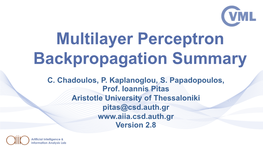 Multilayer Perceptron Backpropagation Summary