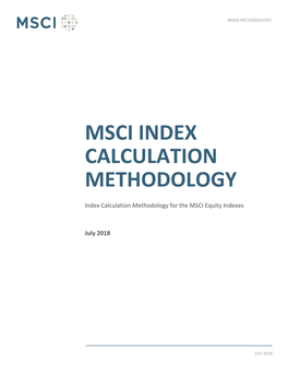 Msci Index Calculation Methodology
