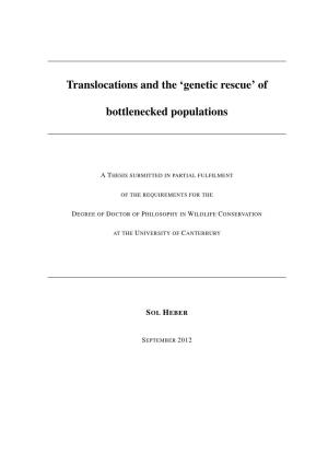 Translocations and the 'Genetic Rescue' of Bottlenecked Populations