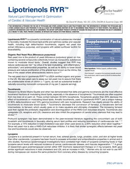 Lipotrienols RYR™ Natural Lipid Management & Optimization