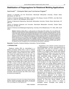 Stabilization of Polypropylene for Rotational Molding Applications