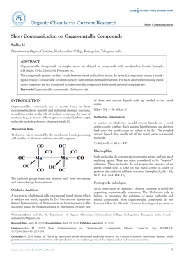 Short Communication on Organometallic Compounds