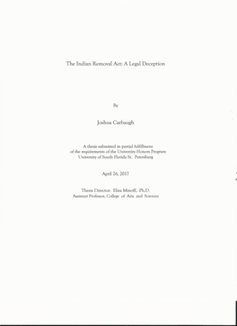 The Indian Removal Act: a Legal Deception