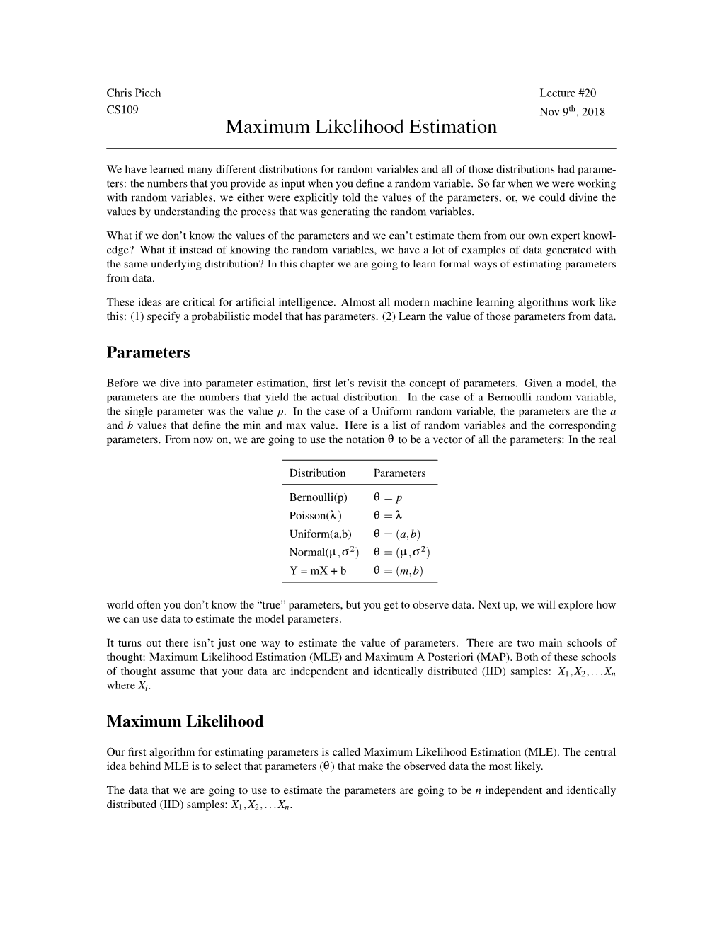 Maximum Likelihood Estimation