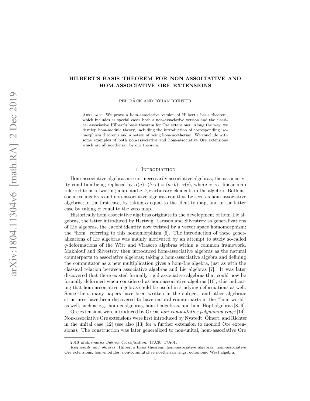 Hilbert's Basis Theorem for Non-Associative and Hom