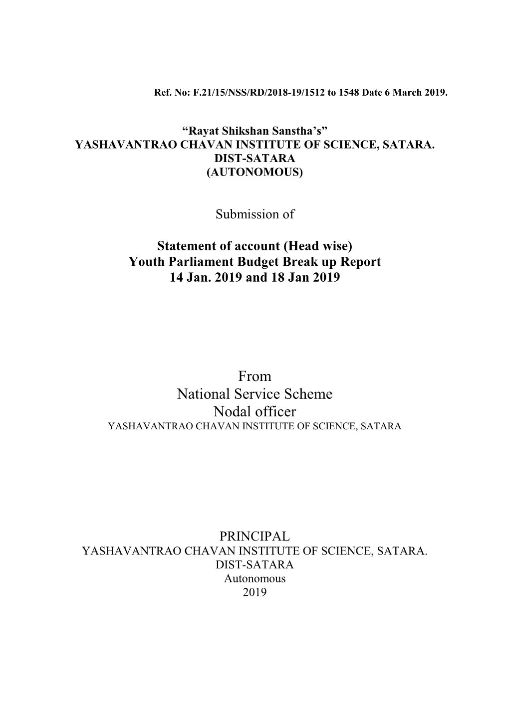 Yuth Parliament Audit 2018-19