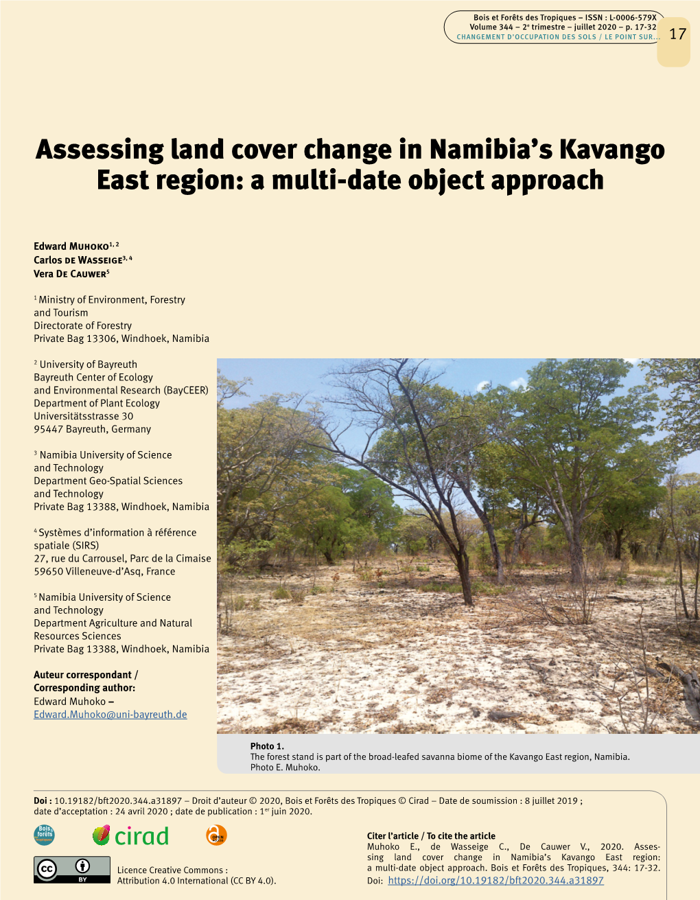 Assessing Land Cover Change in Namibia's Kavango East Region: A
