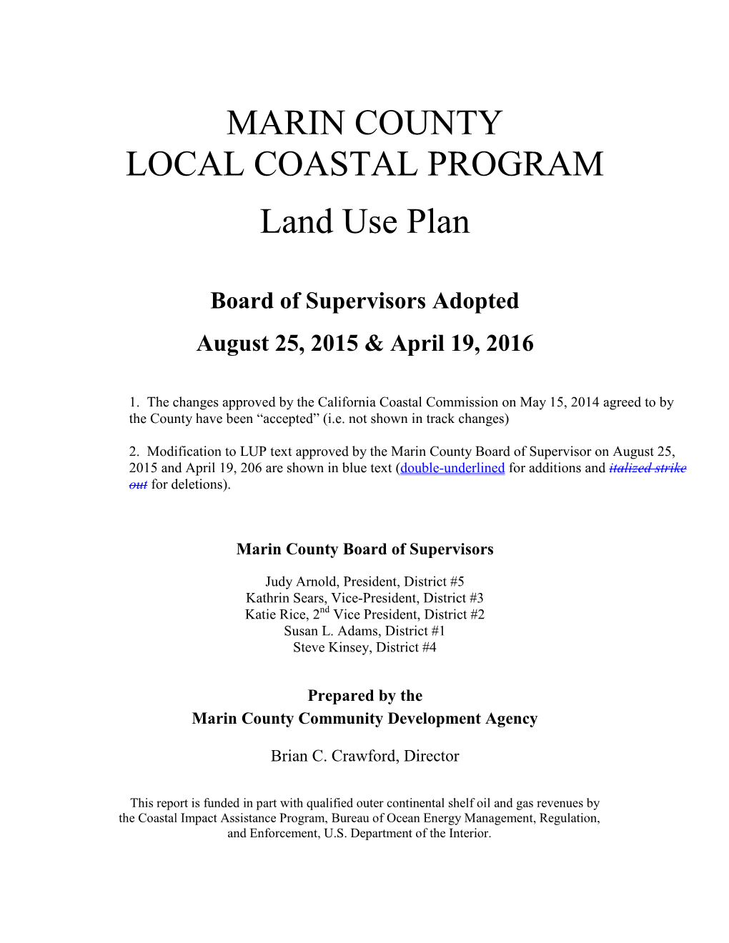 MARIN COUNTY LOCAL COASTAL PROGRAM Land Use Plan