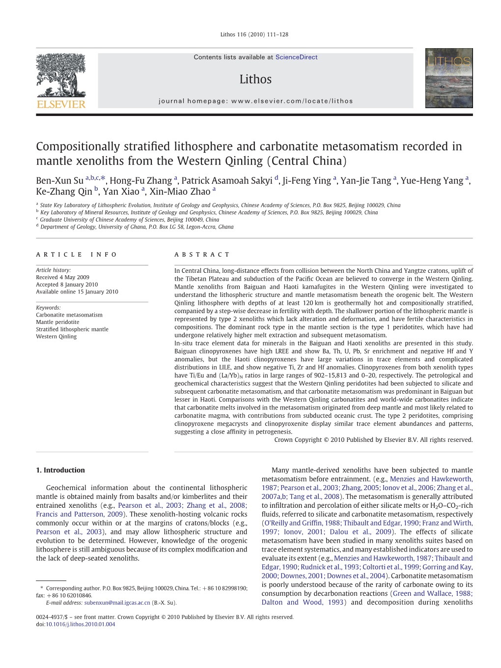 Compositionally Stratified Lithosphere and Carbonatite Metasomatism