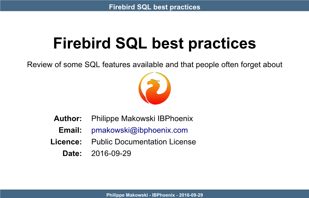 Firebird SQL Best Practices