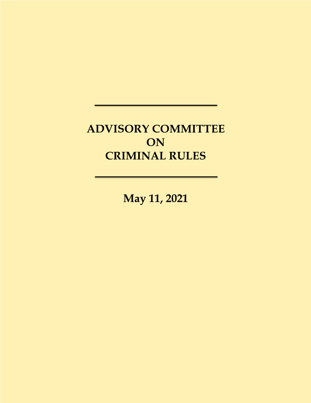 Advisory Committee on Criminal Rules May 11, 2021