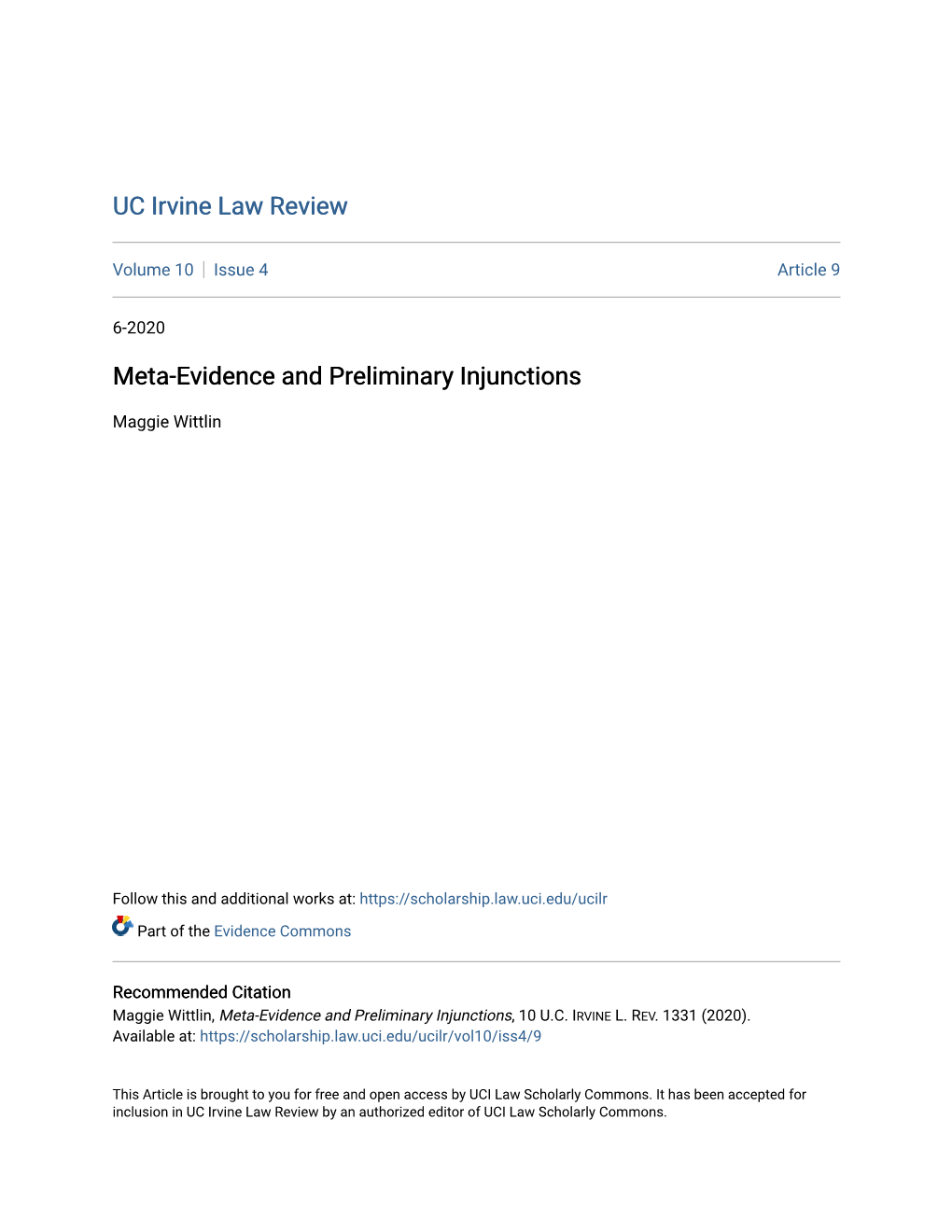 Meta-Evidence and Preliminary Injunctions