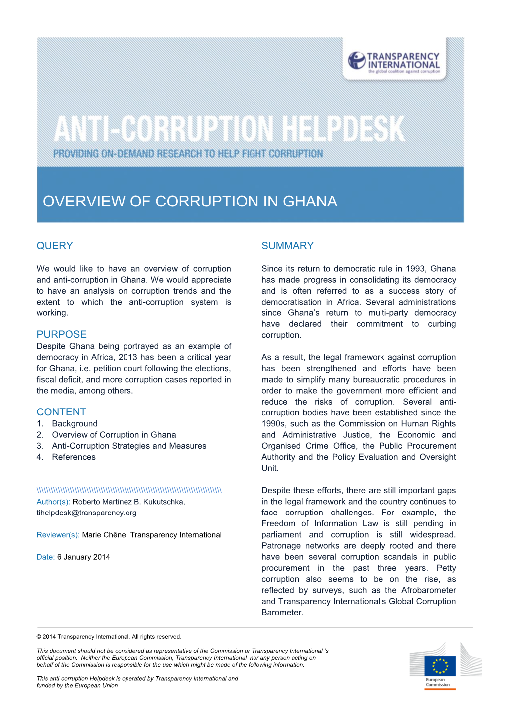 Overview of Corruption in Ghana