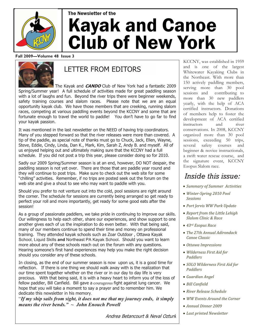 Fall 2009 Newsletter.Indd