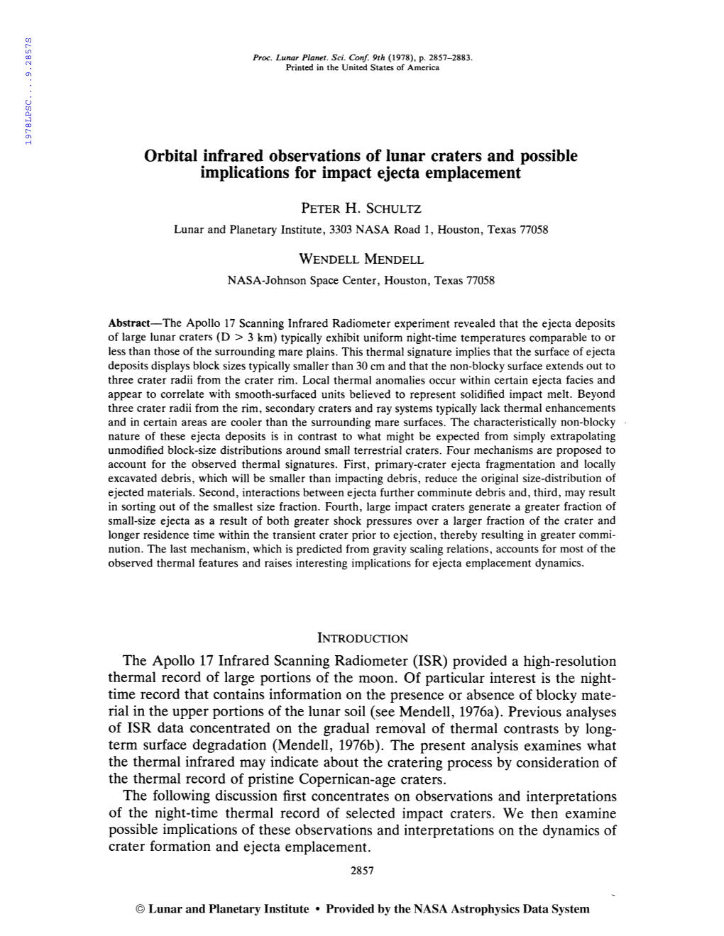 Orbital Infrared Observations of Lunar Craters and Possible Implications For