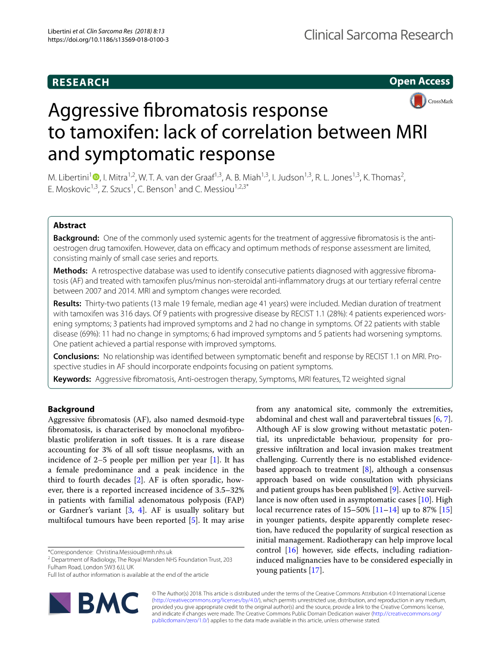 Aggressive Fibromatosis Response to Tamoxifen
