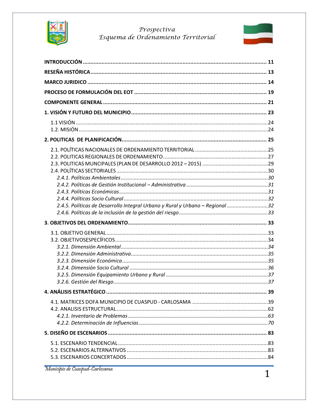 Prospectiva Esquema De Ordenamiento Territorial Municipio