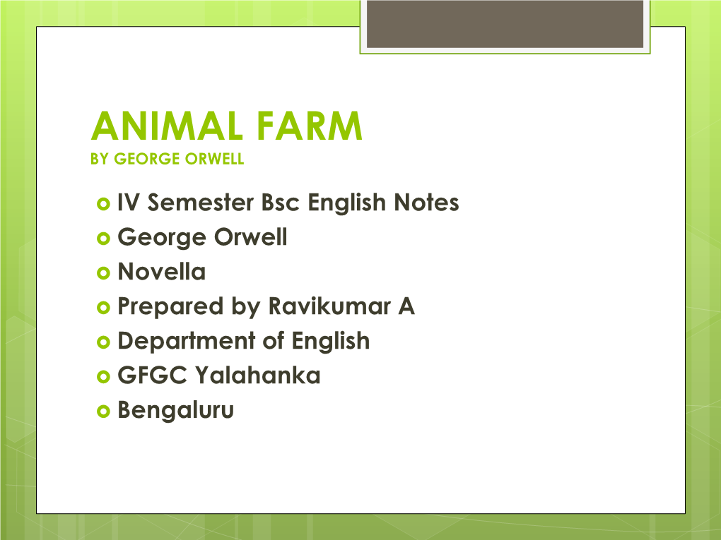 Animal Farm by George Orwell