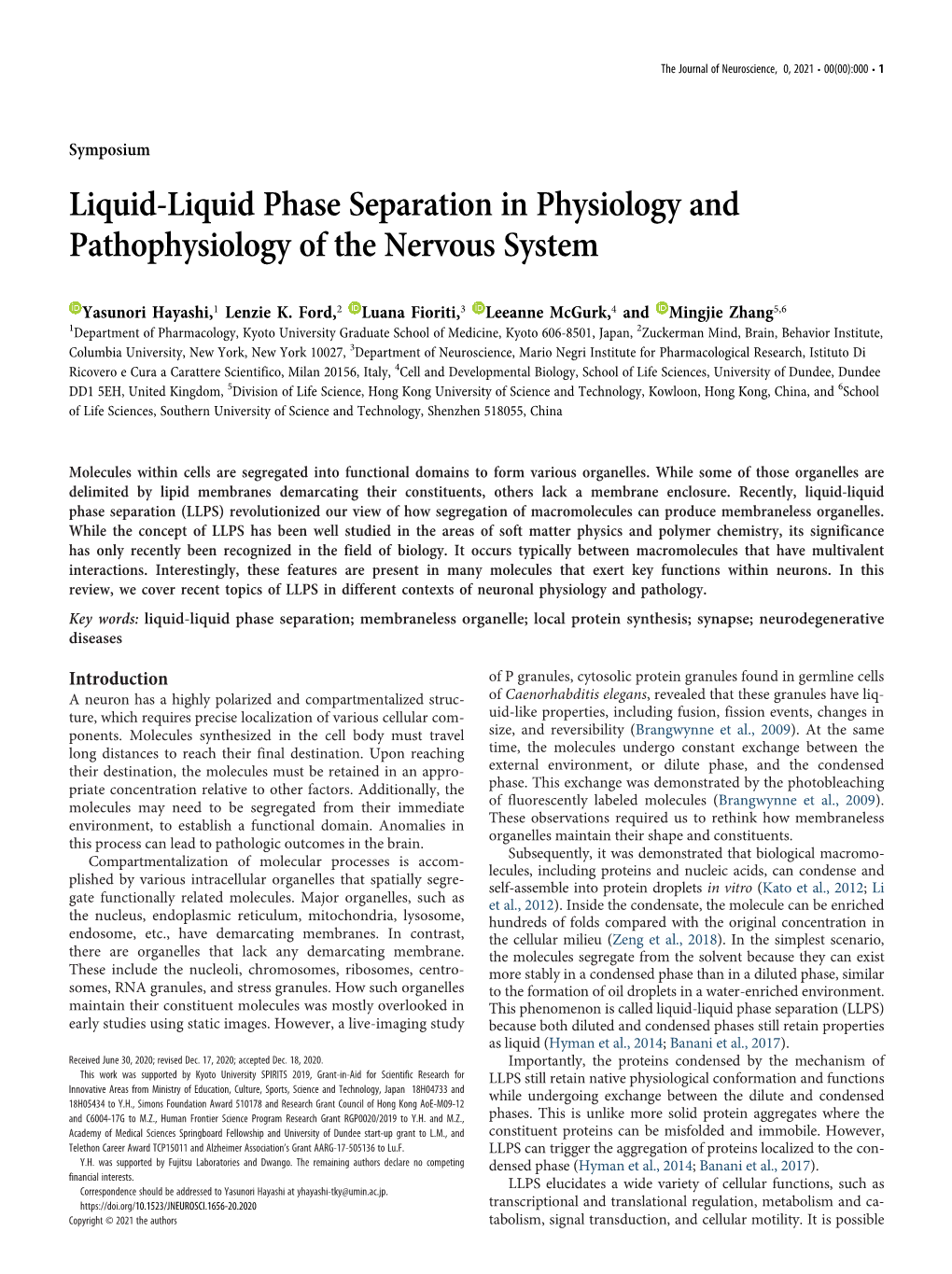 Liquid-Liquid Phase Separation in Physiology and Pathophysiology of the Nervous System