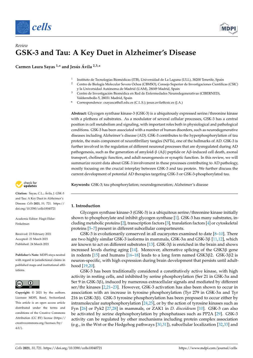 GSK-3 and Tau: a Key Duet in Alzheimer's Disease