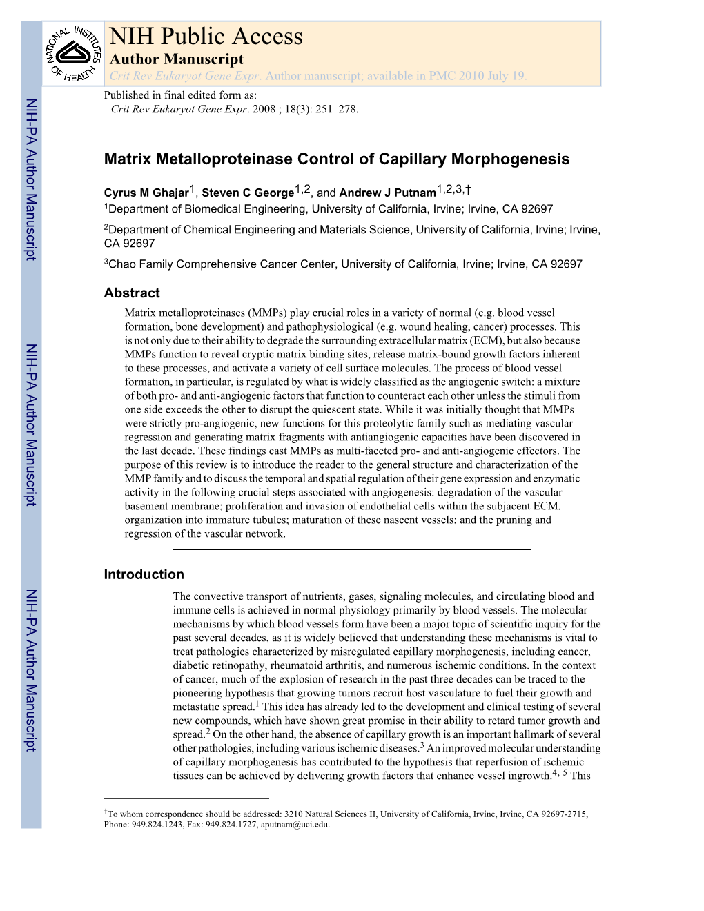 NIH Public Access Author Manuscript Crit Rev Eukaryot Gene Expr