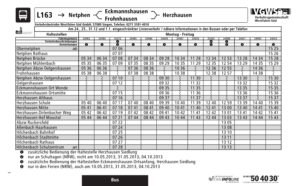 L163 → Netphen Eckmannshausen Herzhausen Frohnhausen