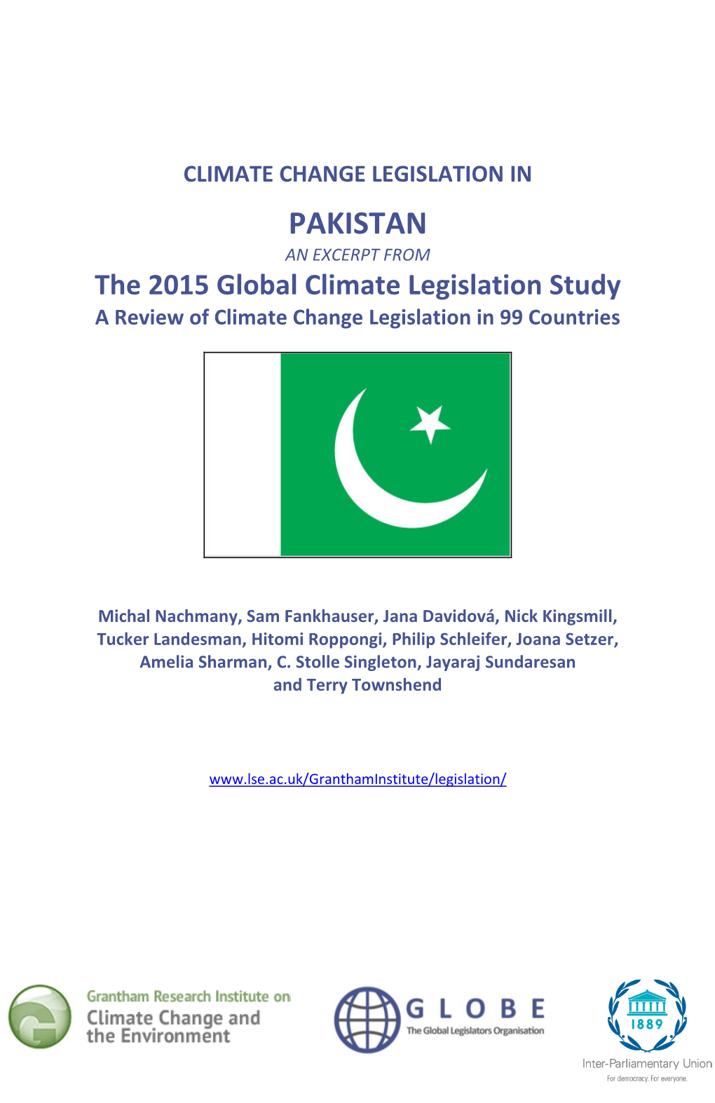 PAKISTAN an EXCERPT from the 2015 Global Climate Legislation Study a Review of Climate Change Legislation in 99 Countries