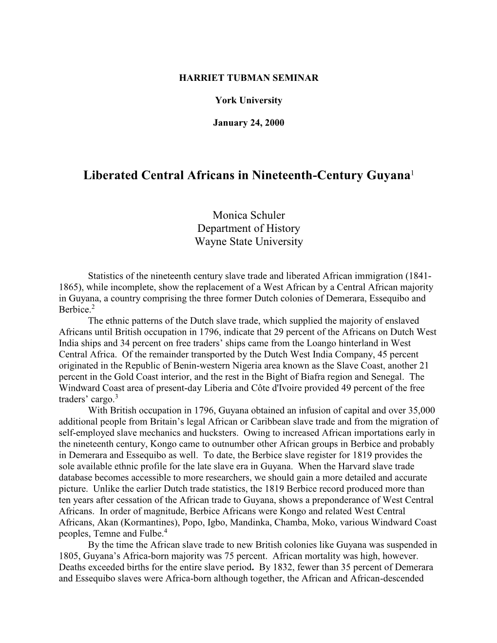 Liberated Central Africans in Nineteenth-Century Guyana1