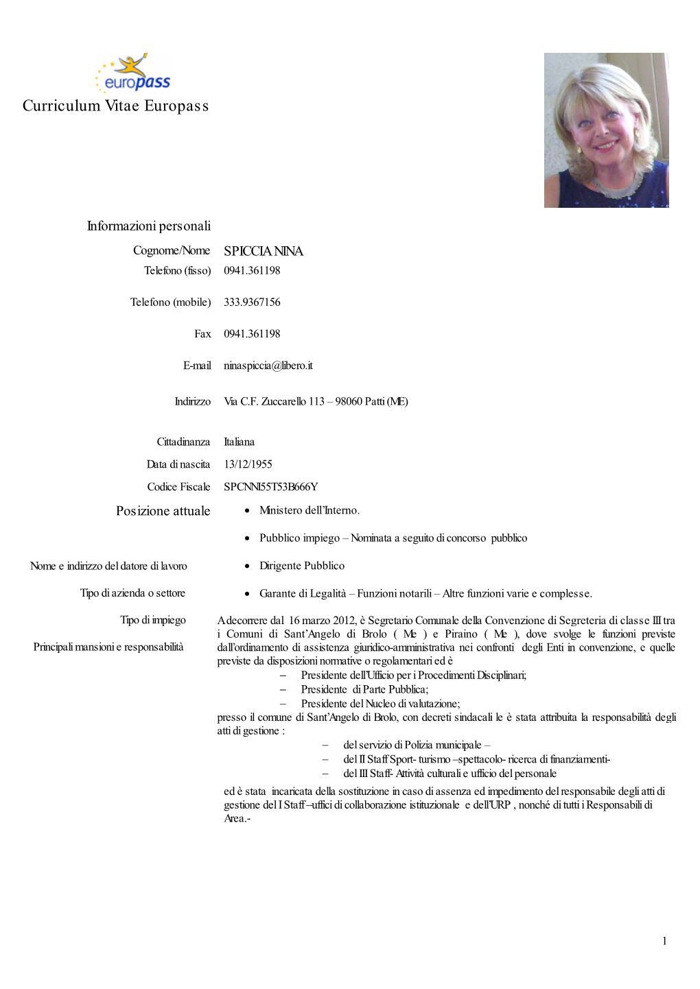 Curriculum Vitae Europass