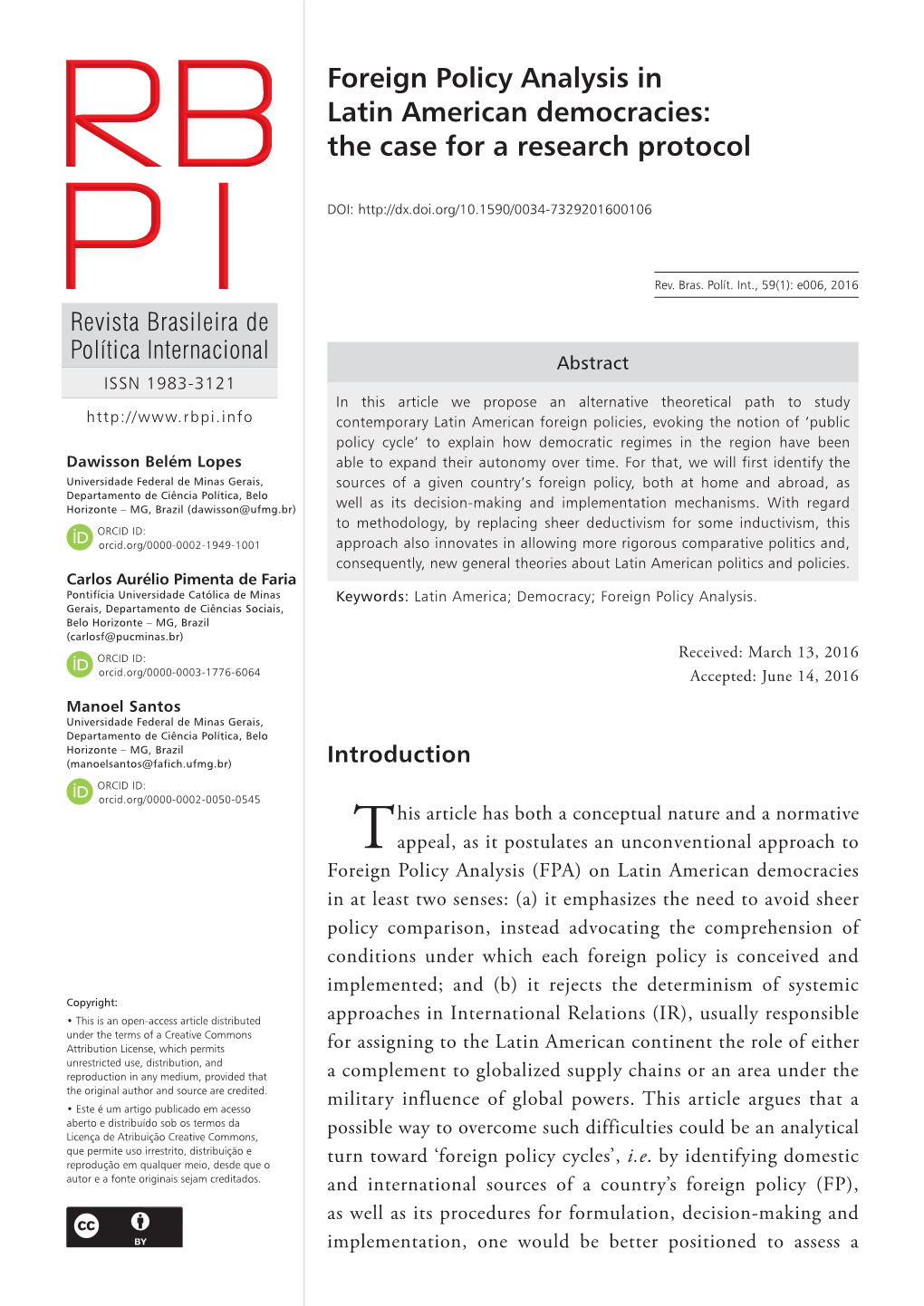 Foreign Policy Analysis in Latin American Democracies: the Case for a Research Protocol