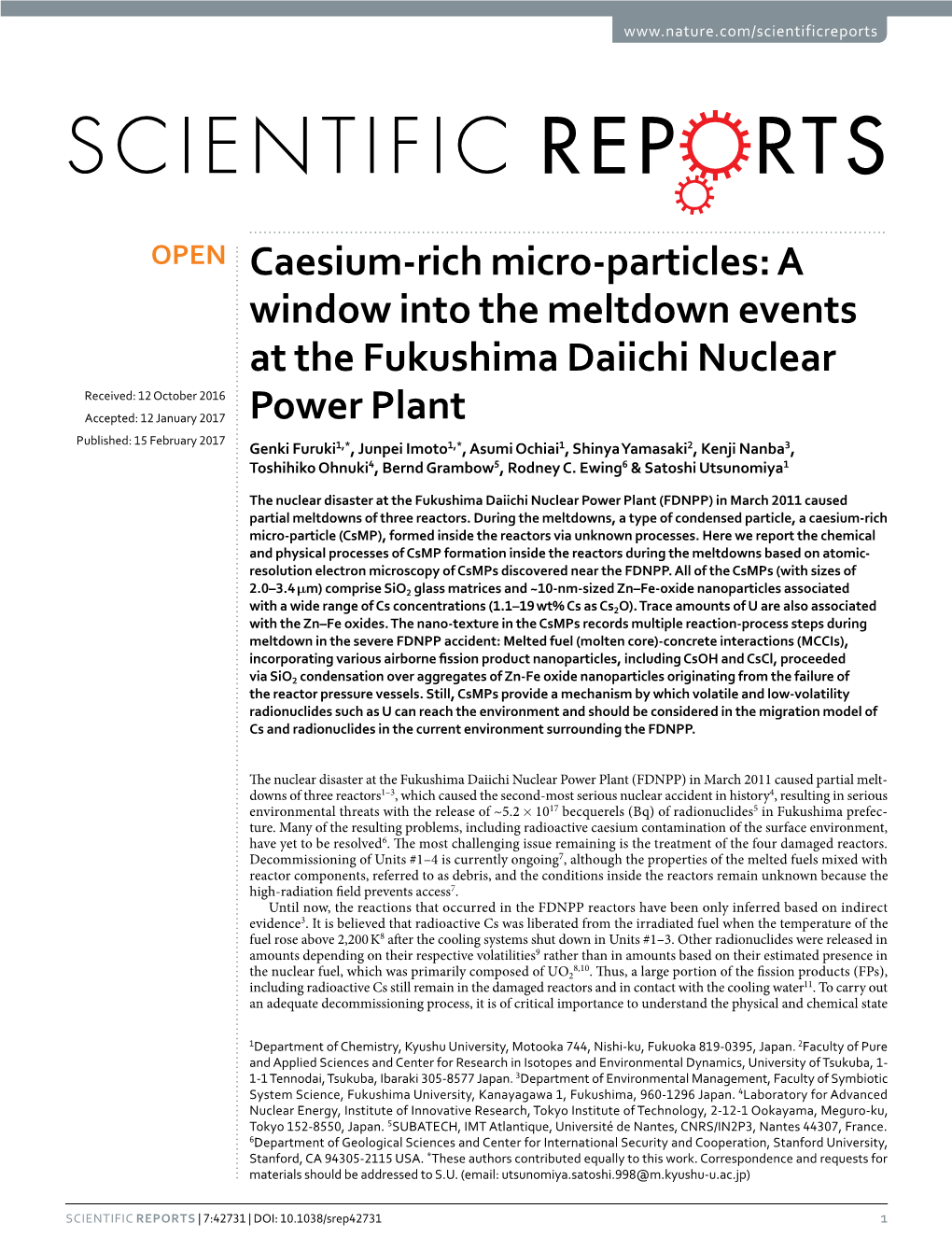 A Window Into the Meltdown Events at the Fukushima Daiichi Nuclear