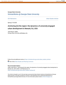 (In) the Region: the Dynamics of University-Engaged Urban Development in Newark, NJ, USA